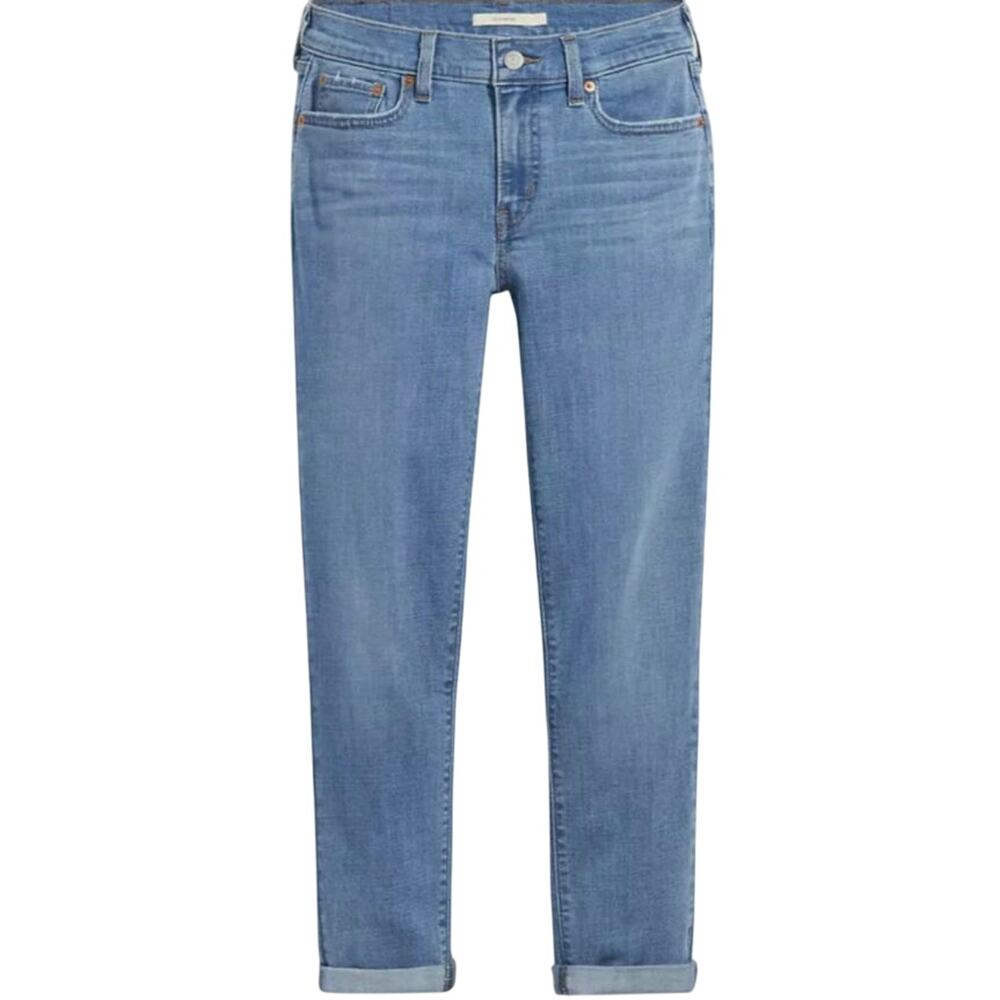 Levi's Boyfriend Midrise Stretchy Medium Wash Jeans Sz 30 / 27 inseam Preloved